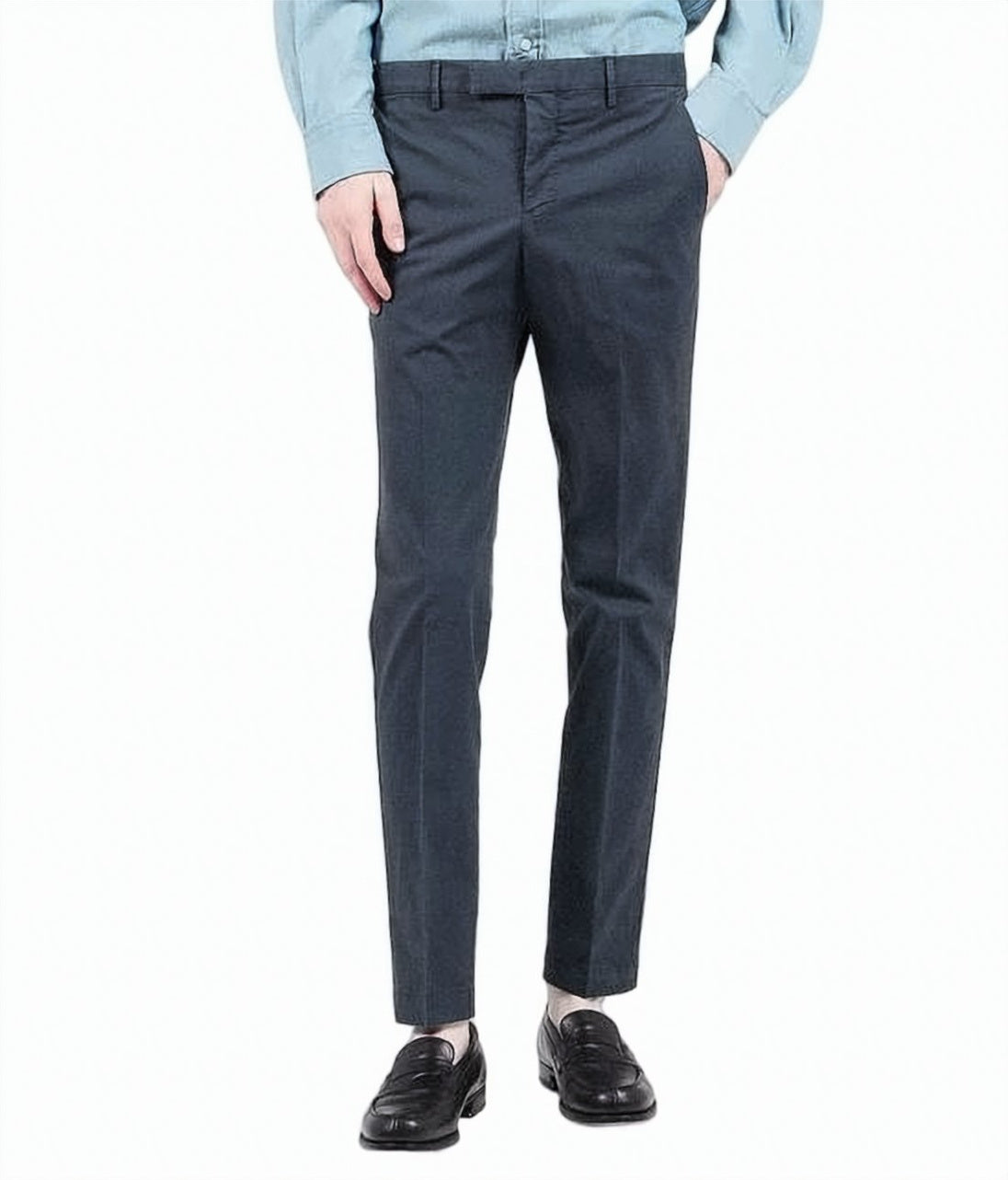 Tailored Straight Pants with Mid-Rise Waist and Belt Loops