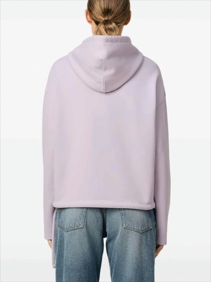 Cropped Lilac Hoodie with Drawstring and Adjustable Ties
