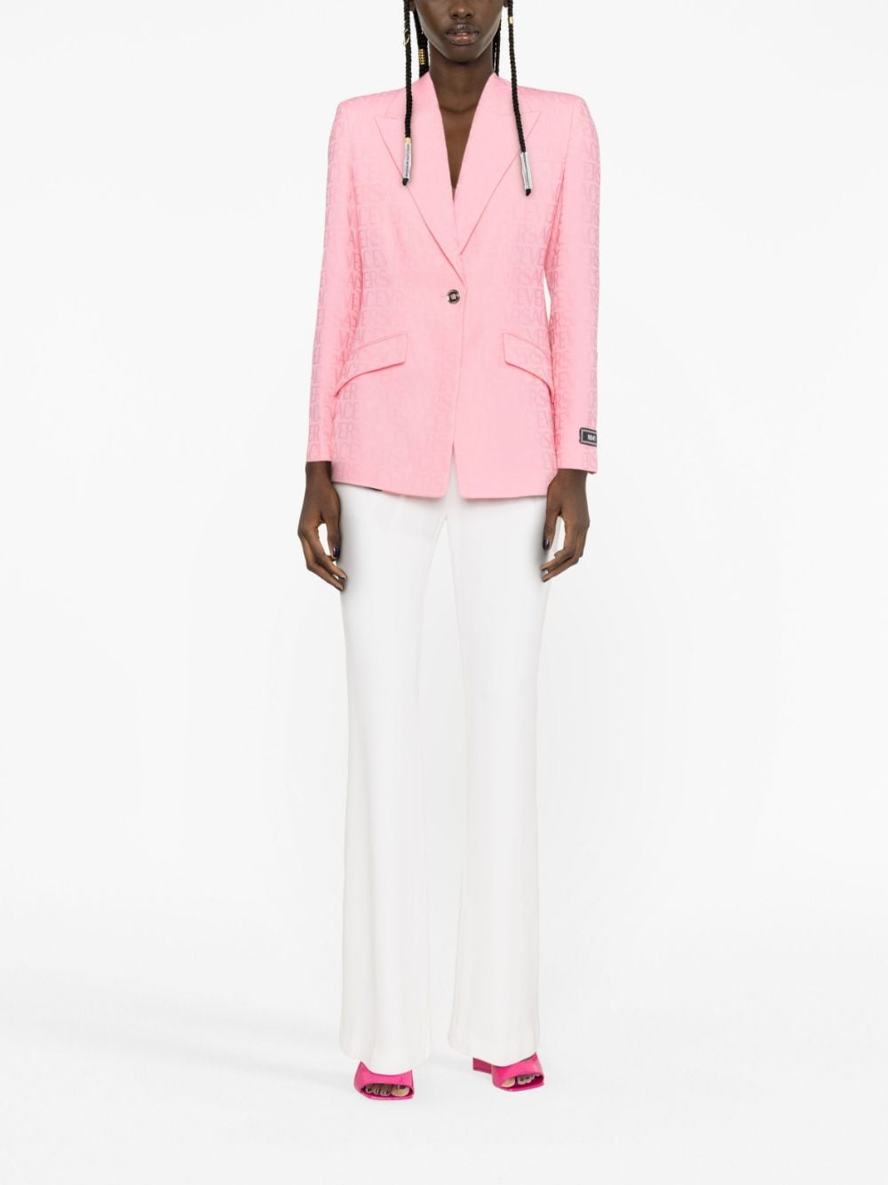 Jacquard Logo-Motif Single-Breasted Blazer
