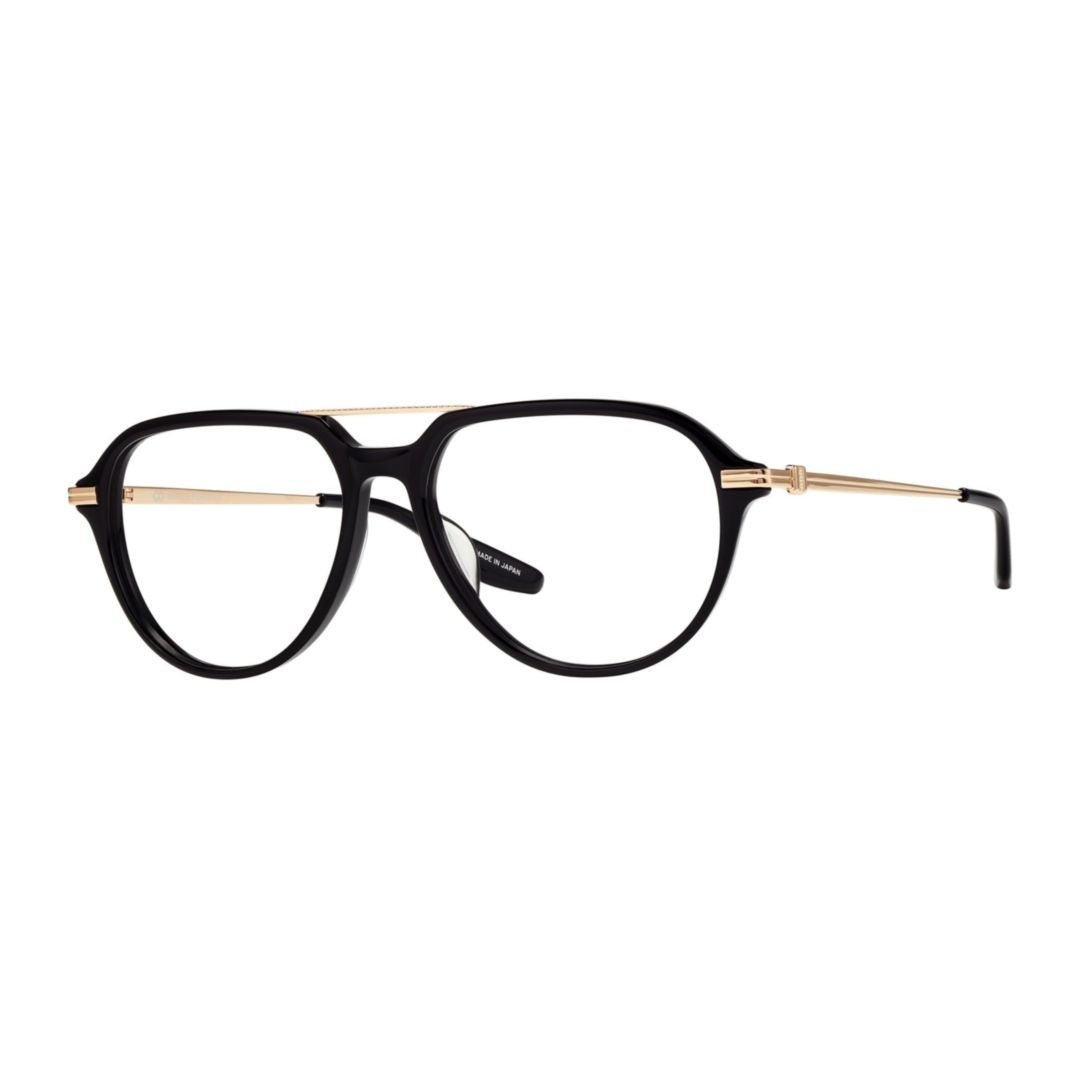 Dunn Aviator-Frame Black Acetate Eyeglasses with Slender Gold Temples