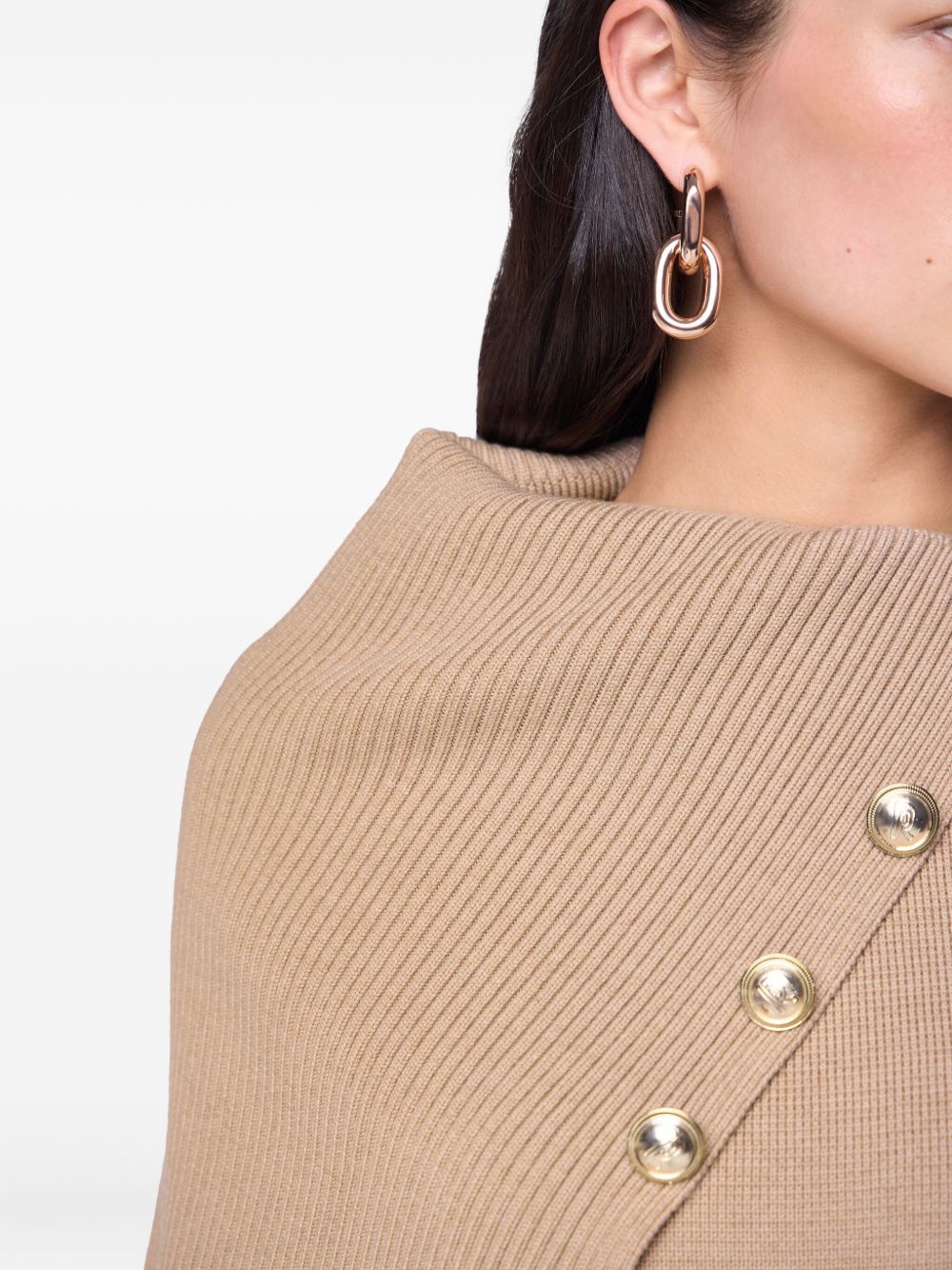 Asymmetrical Merino Wool Sweater With Oversized Turtleneck