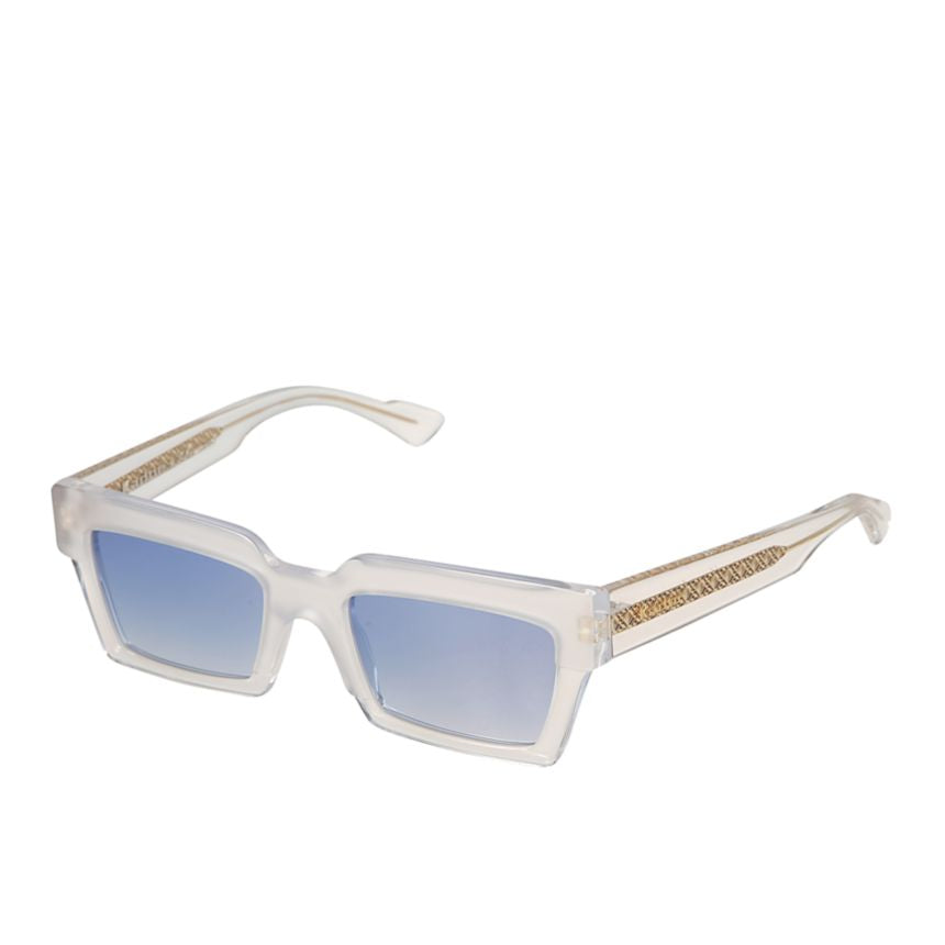 Smart Translucent Rectangular Sunglasses with Gold Detailing