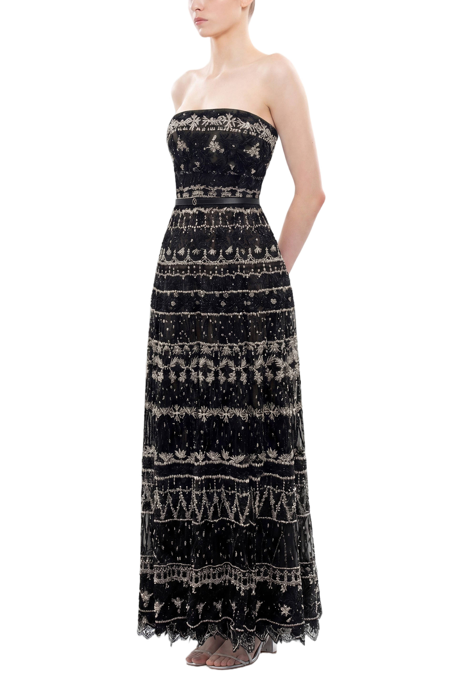 Strapless Beaded Tulle Dress