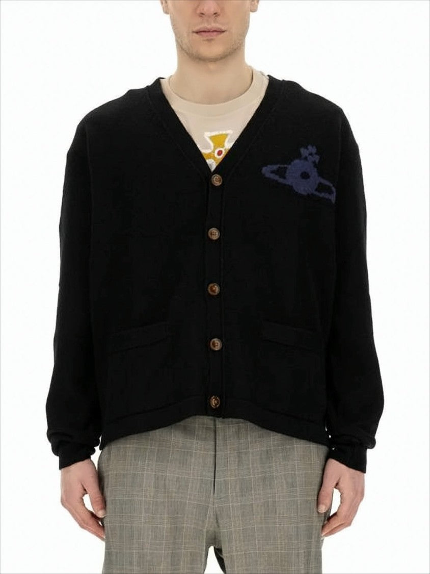Black Wool and Cashmere Blend Cardigan