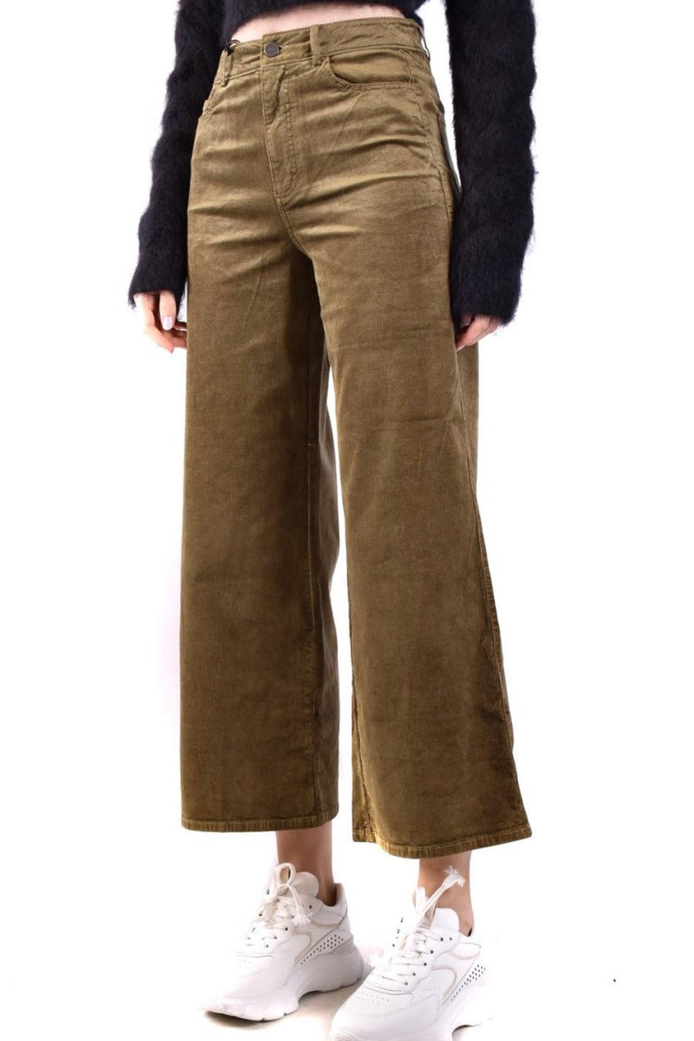 Wide-Leg Corduroy Jeans With High Waist And Design