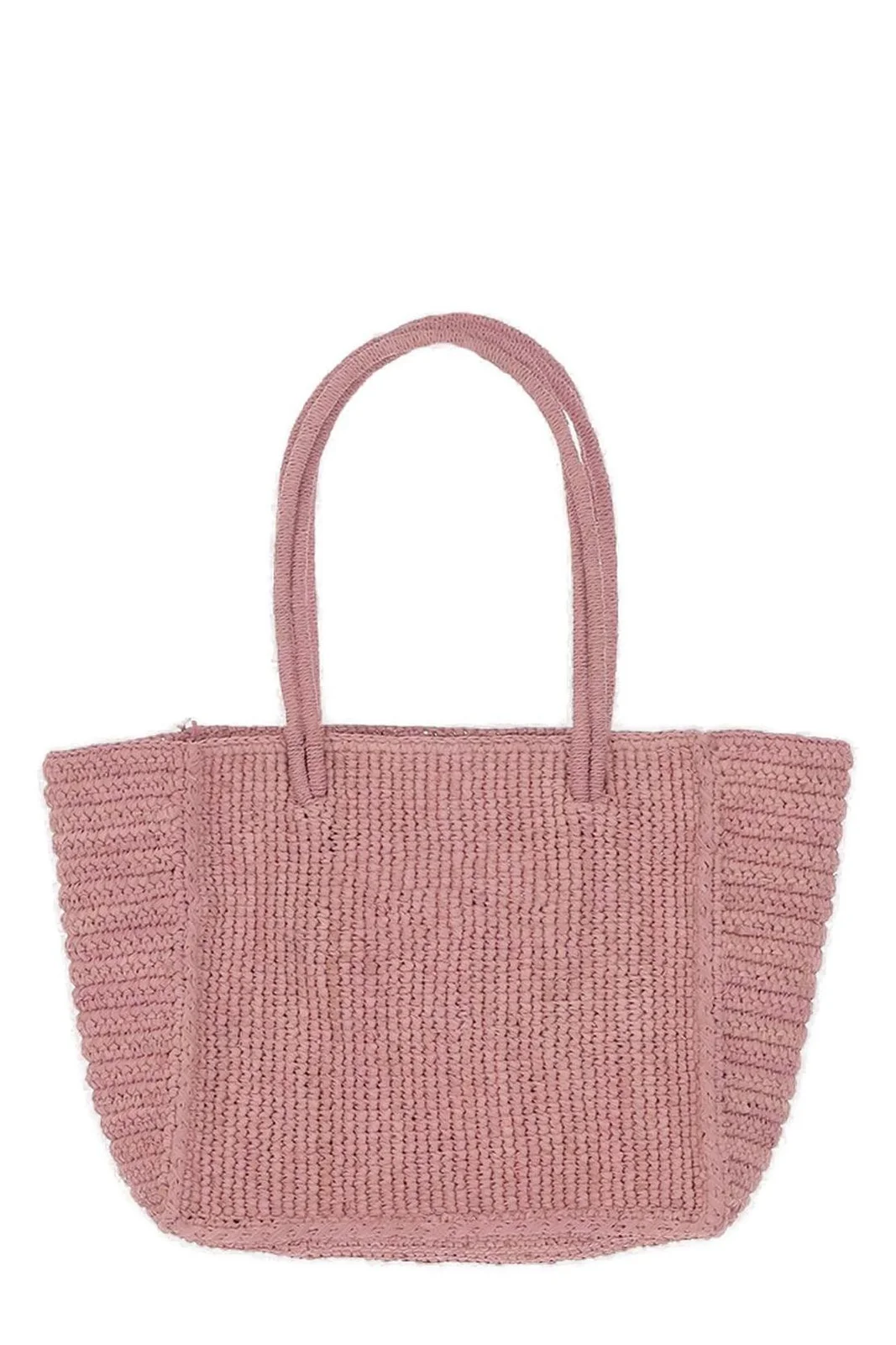 Medium Woven Tote Bag in Dusty Rose