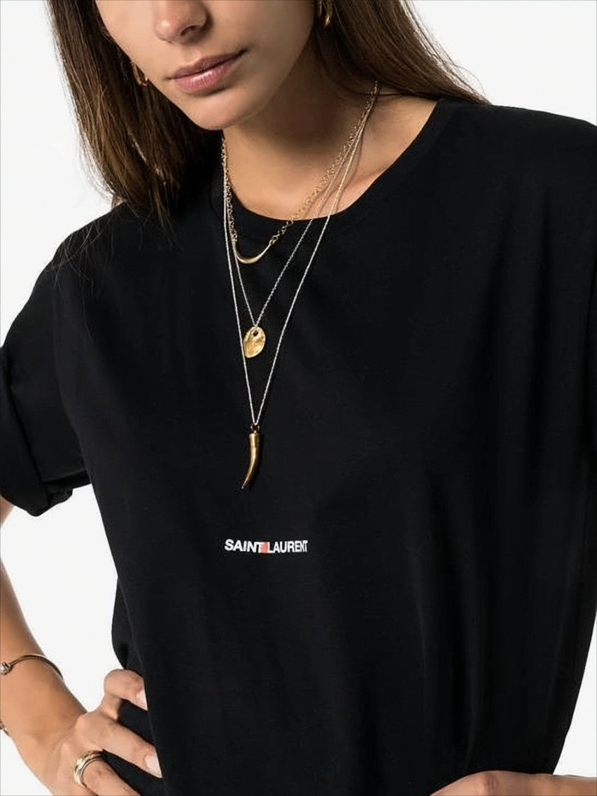 Relaxed Fit Black T-Shirt with Logo Detail