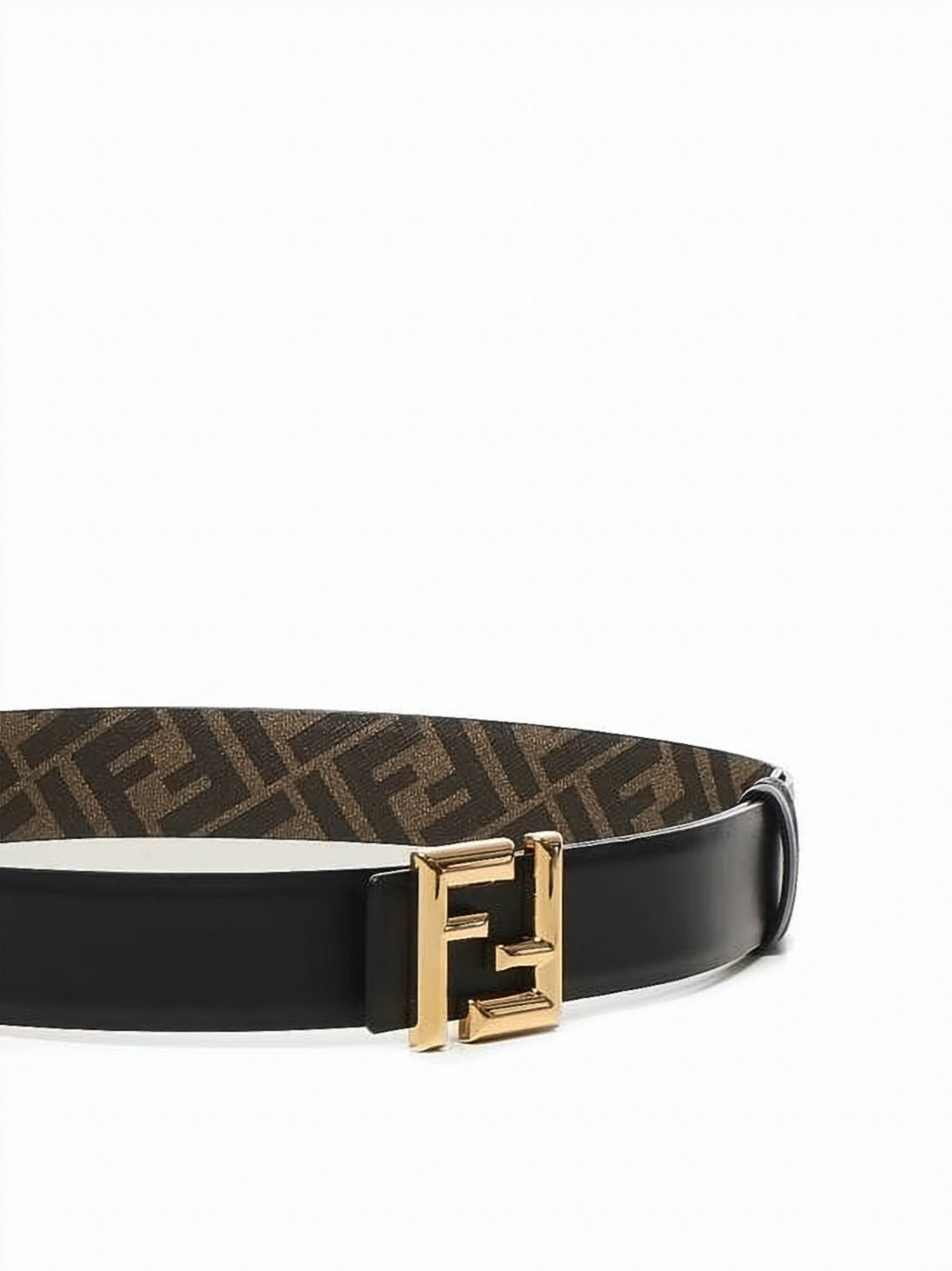 Black Leather Belt with Signature Double 'F' Buckle