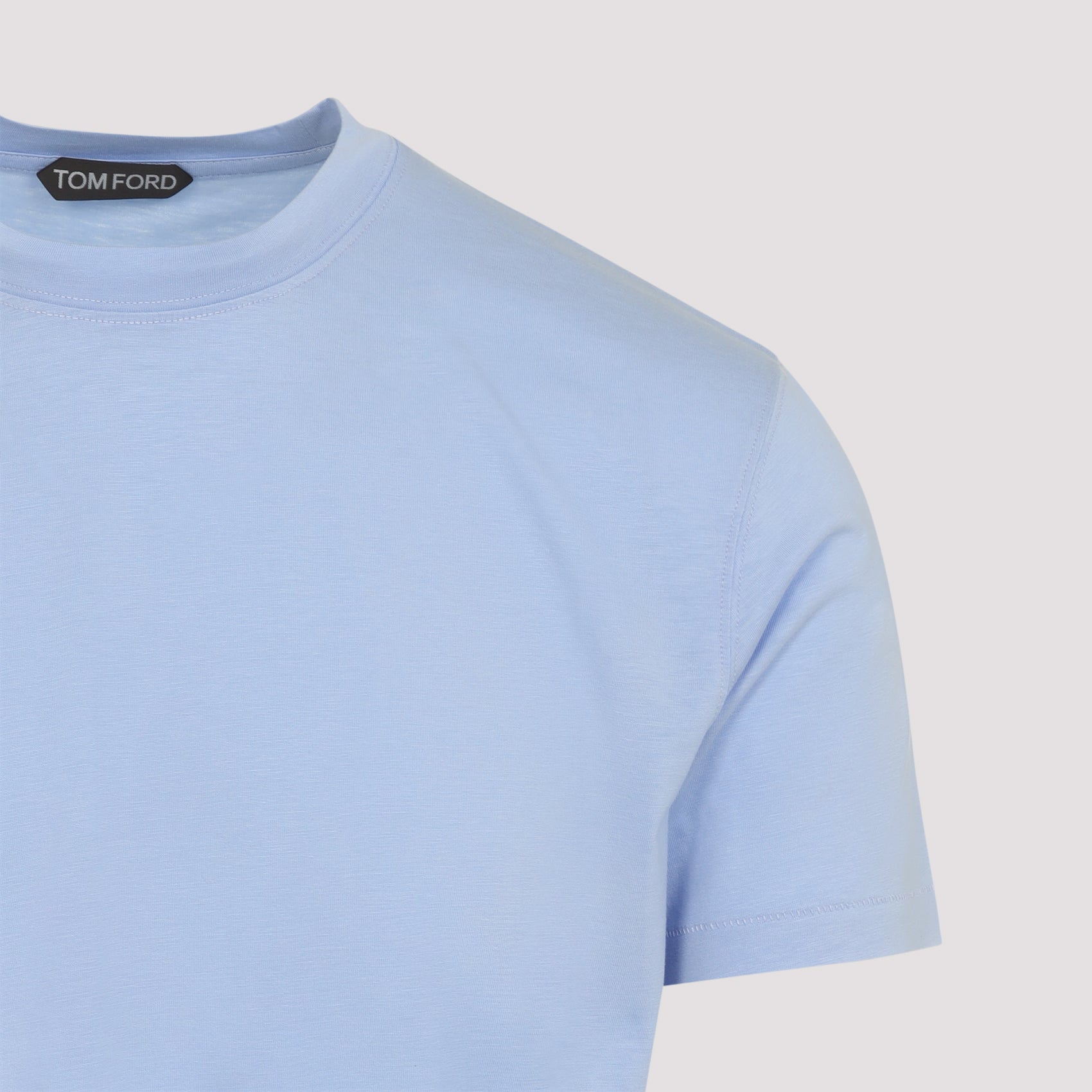 Blue Lyocell and Cotton Blend T-Shirt