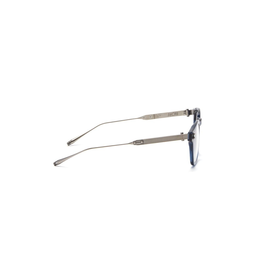 Akx-418 Translucent Blue Square Frame Eyeglasses with Metal Temples