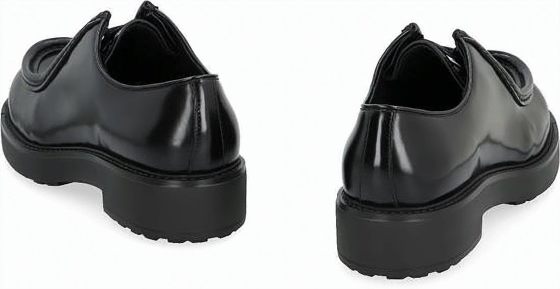 Polished Leather Loafers With Chunky Sole And Elevated Heel