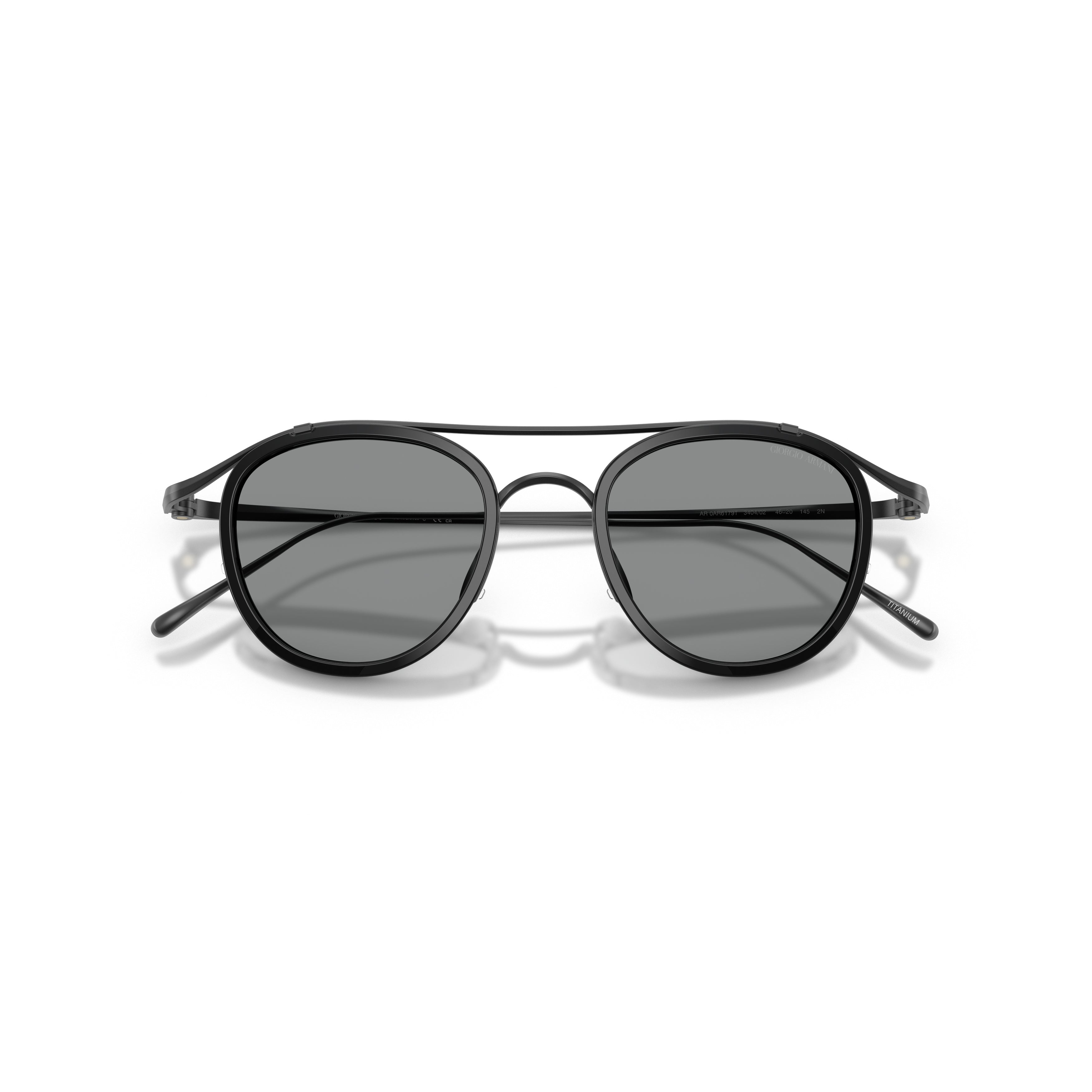 0ar6179t Rounded Black Titanium Sunglasses with Double Bridge Design