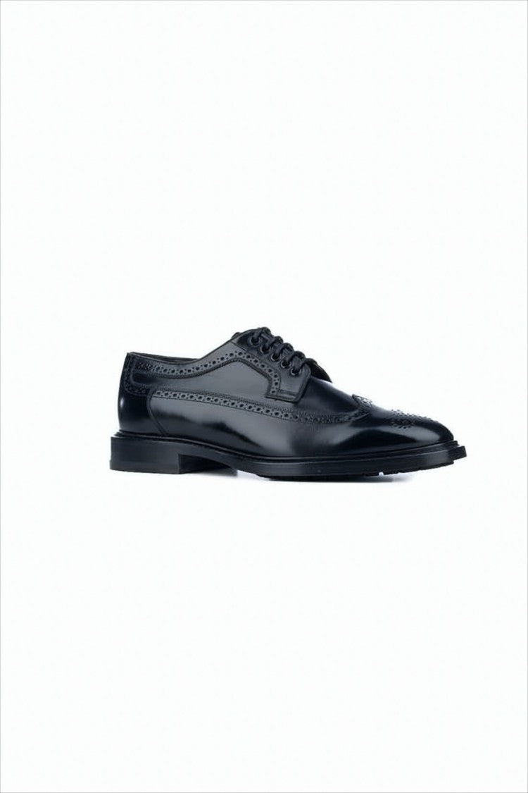 Polished Leather Dress Shoes with Brogue Detailing by Celine
