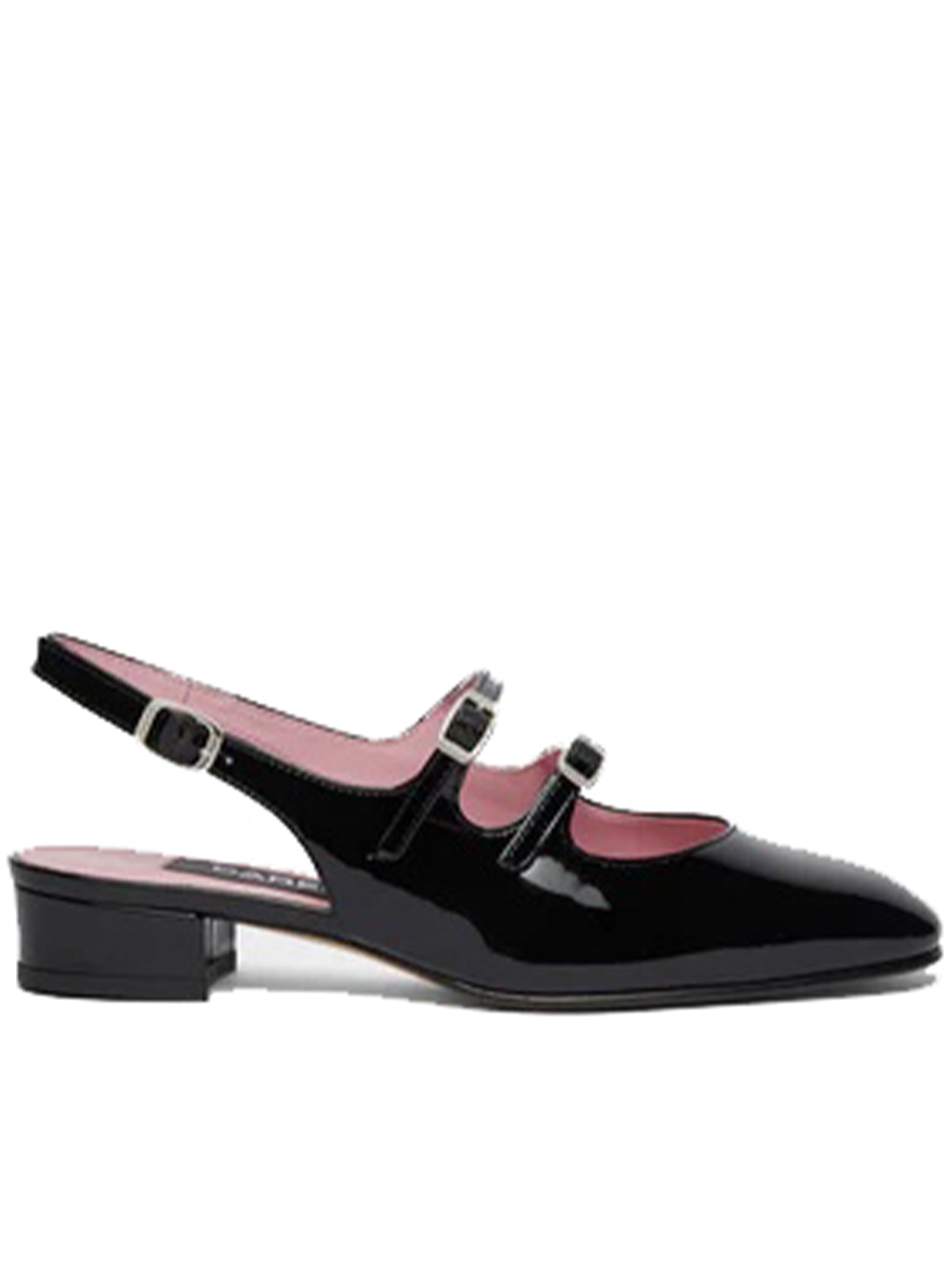 Peche Glossy Black Patent Slingback Flats