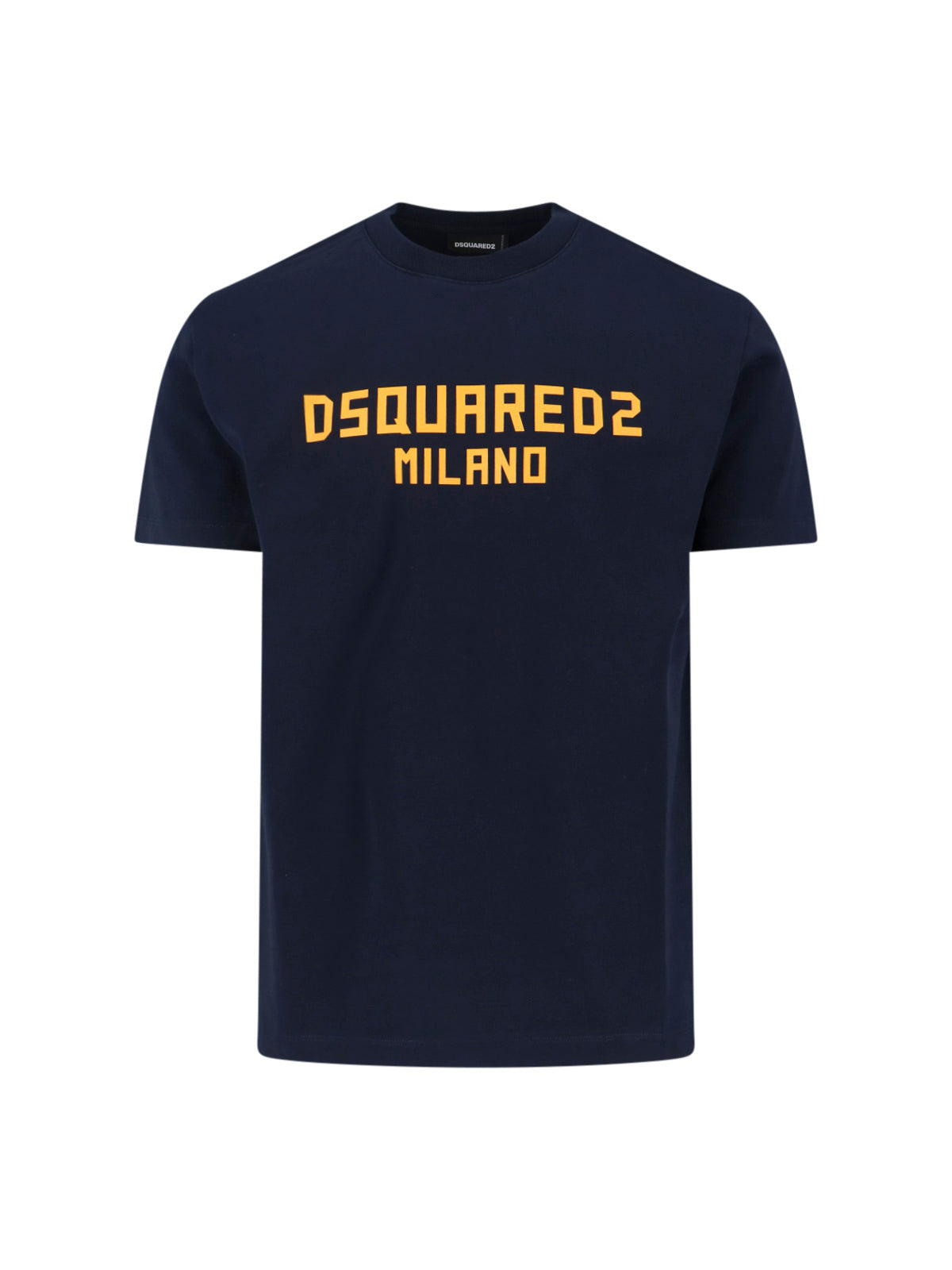 Dark Blue Cotton Crew Neck T-Shirt with Contrasting Logo