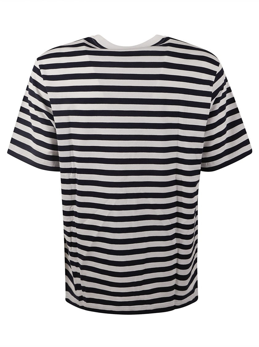 Classic Striped White T-Shirt With Embroidered Emblem