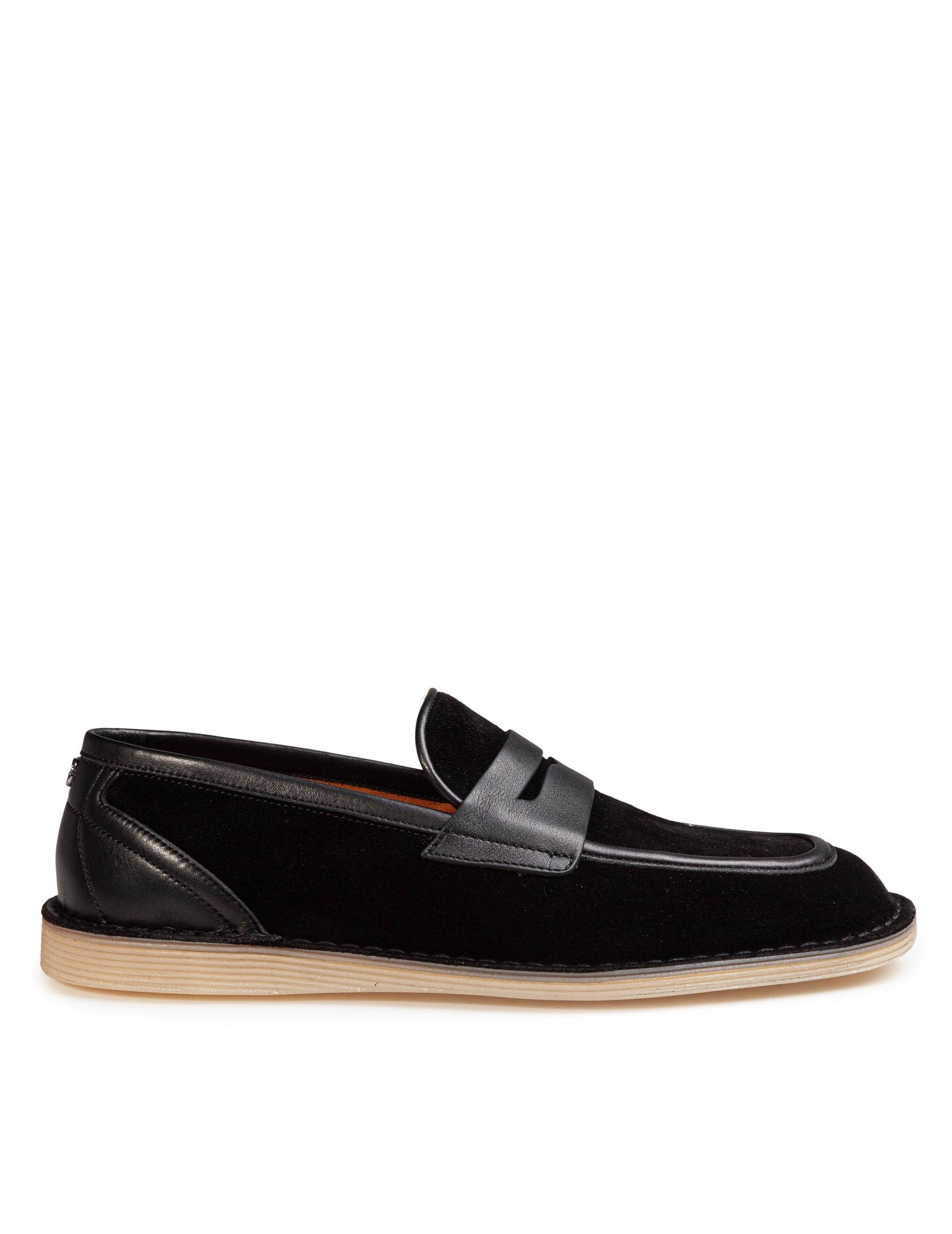 Black Split Calfskin Slippers