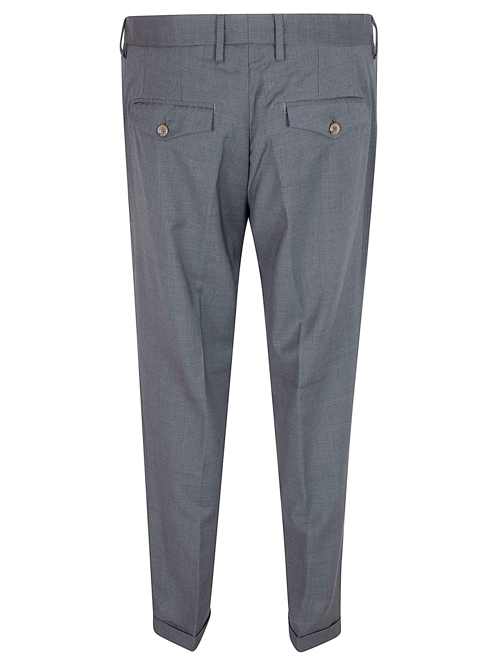 Tailored Medium Grey Trousers with Classic Waistband and Cuffed Hems