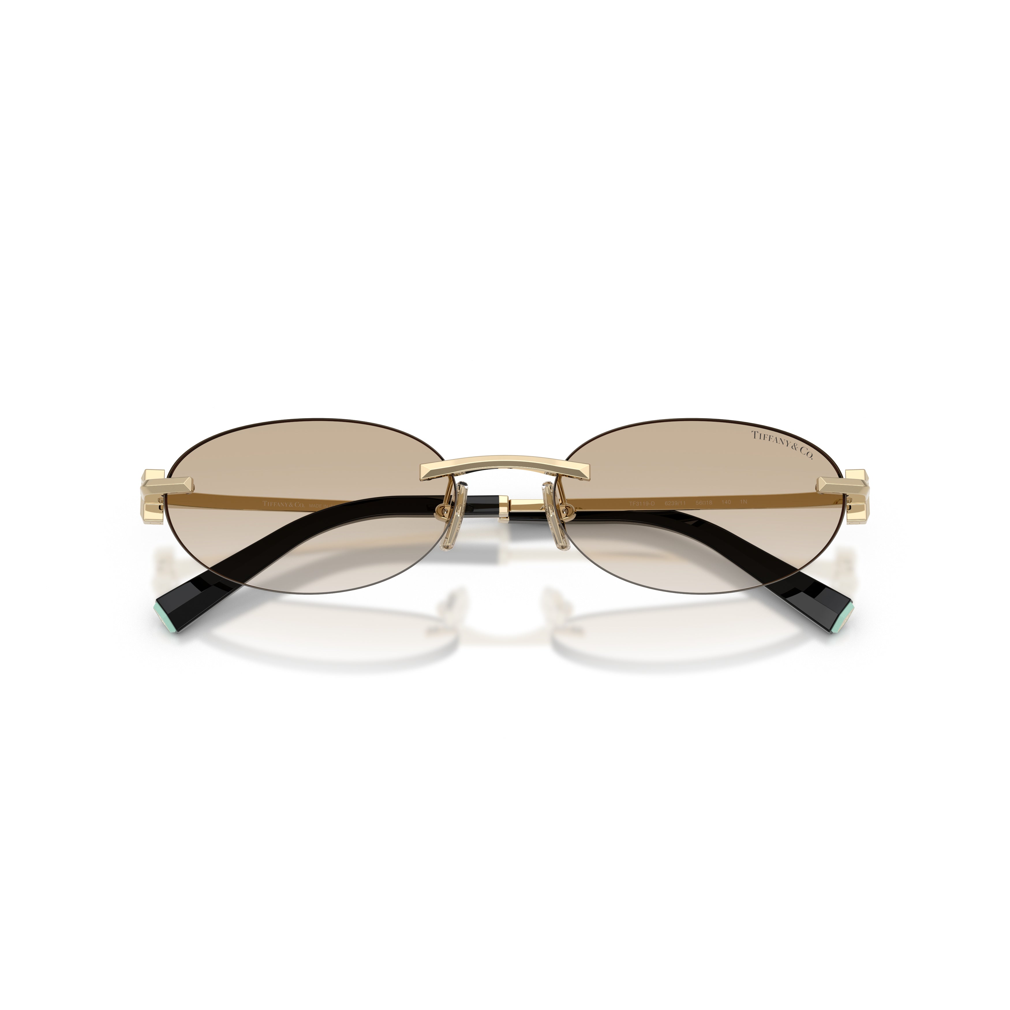 Oval Rimless Sunglasses with Gradient Brown Lenses