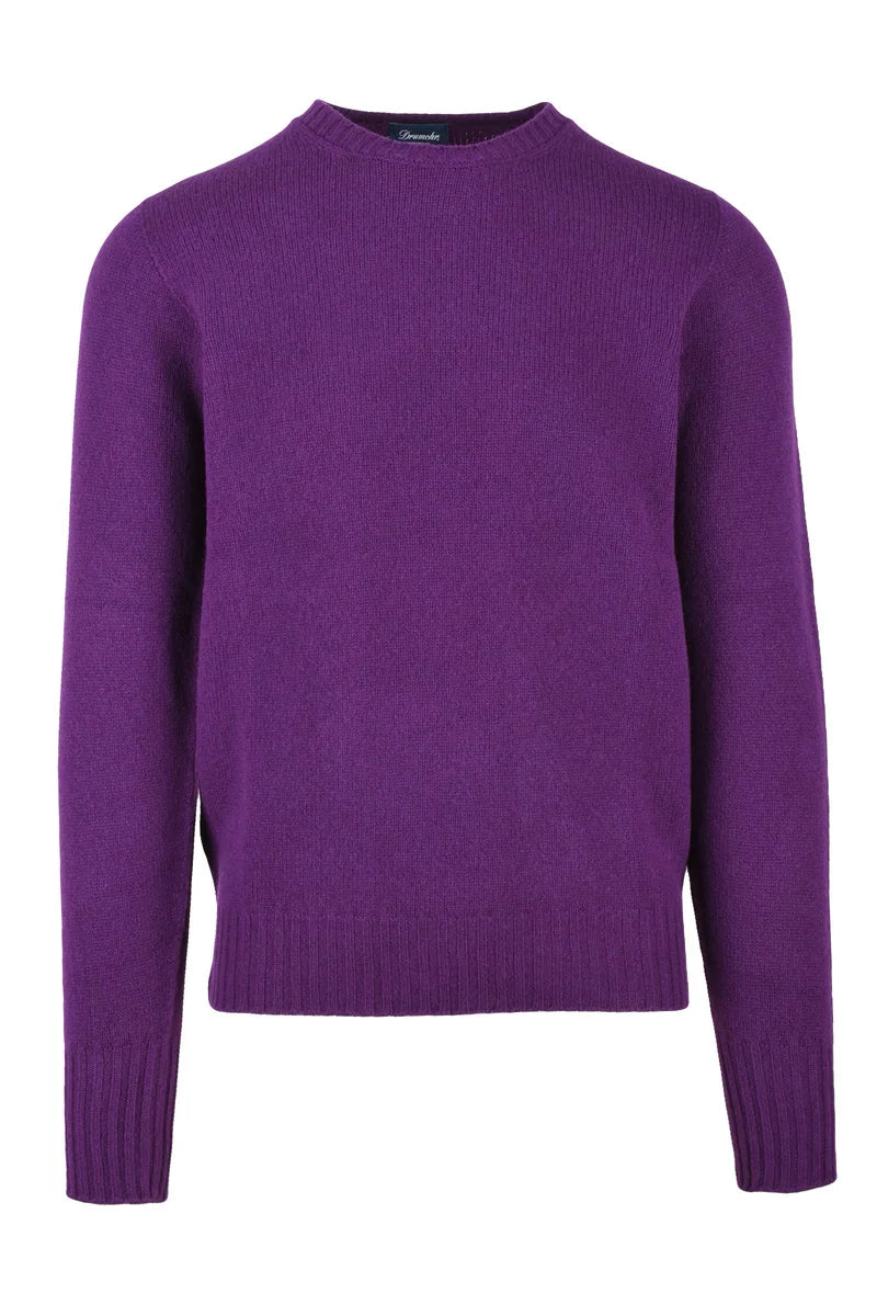 Crew Neck Lambskin Sweater - Purple