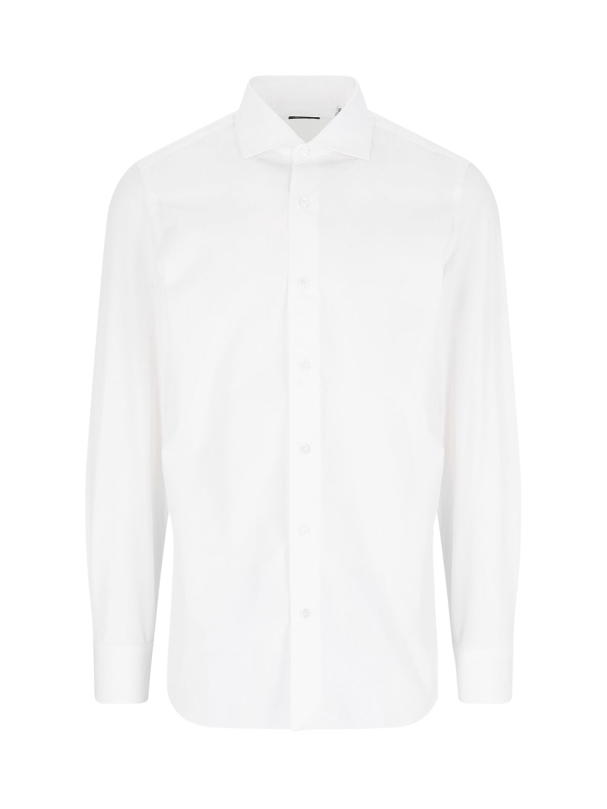 Tailored White Shirt with Pointed Collar and Buttoned Cuffs