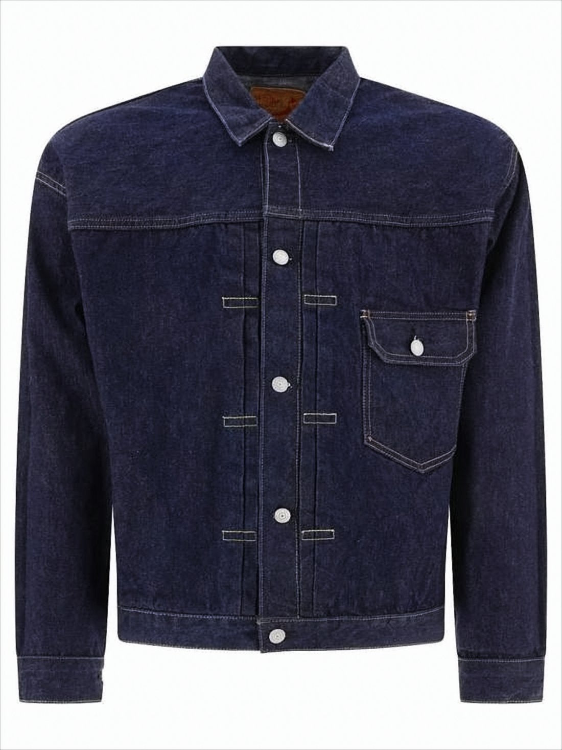 Cropped Indigo Denim Jacket with Structured Collar