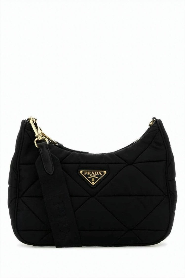 Quilted Shoulder Bag with Geometric Stitching