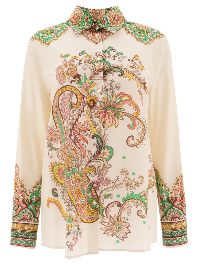 Classic Collar Shirt With Paisley Print