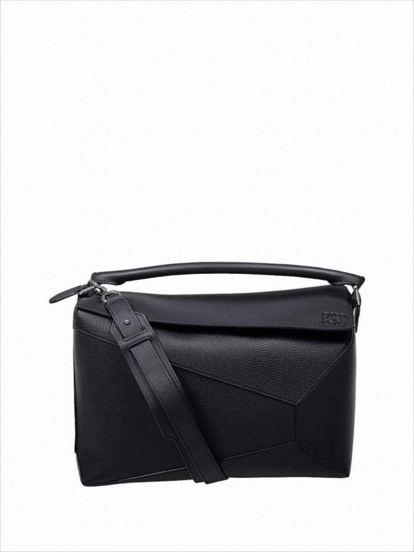 Structured Calf Leather Shoulder Bag