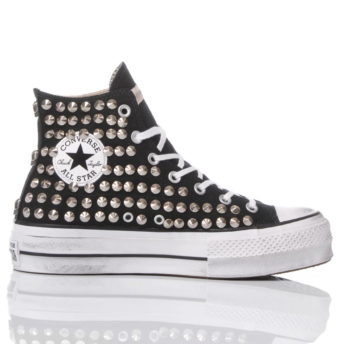 High-Top Platform Sneakers with Metallic Stud Accents