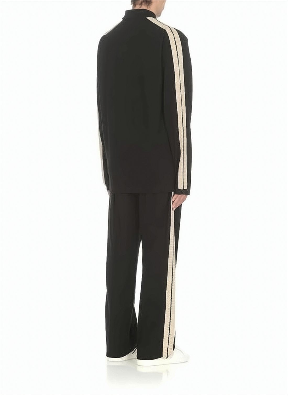 Contrasting Stripe Cotton Jacket with Classic Collar