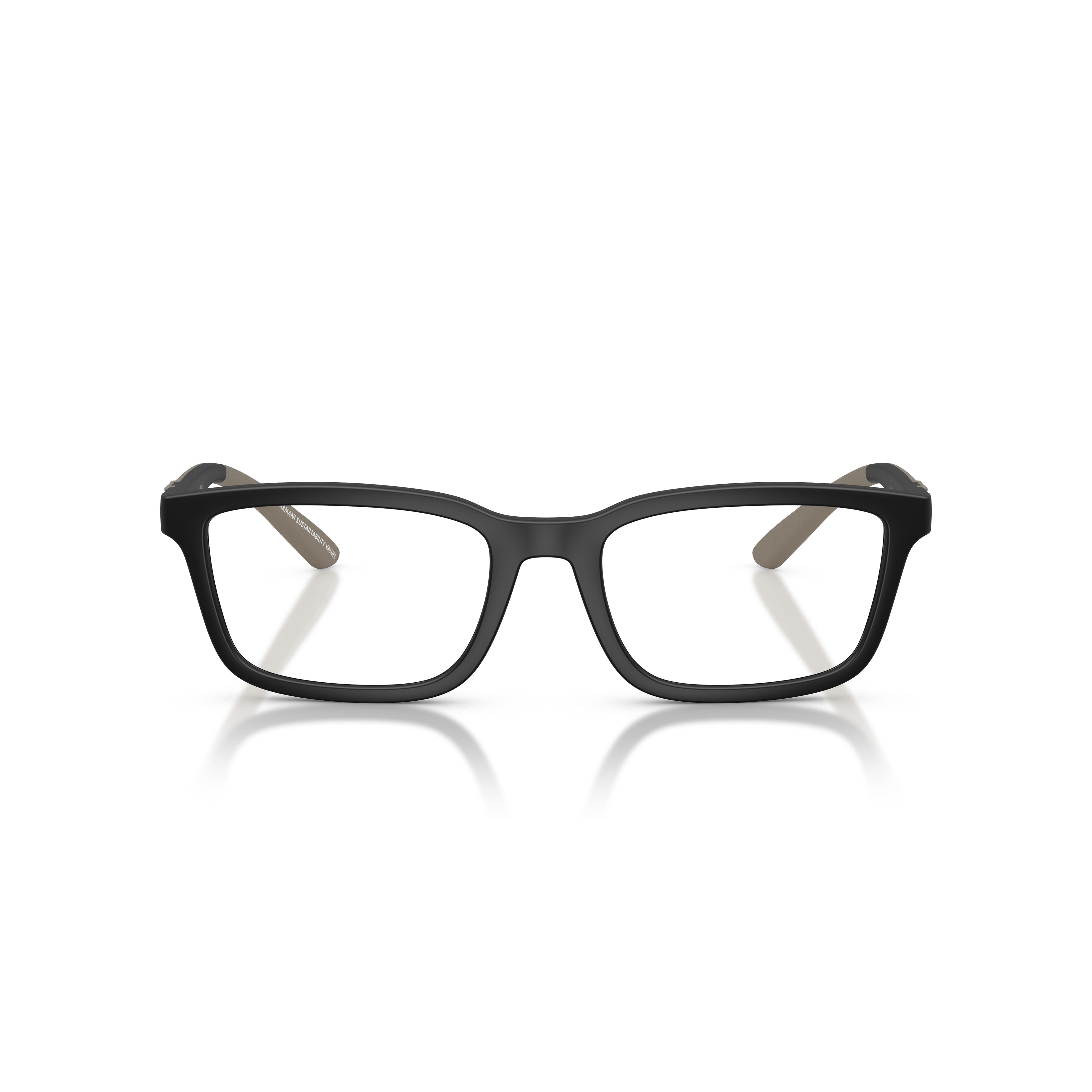 0ea3259 Matte Black Rectangular Eyeglass Frames with Taupe Temples