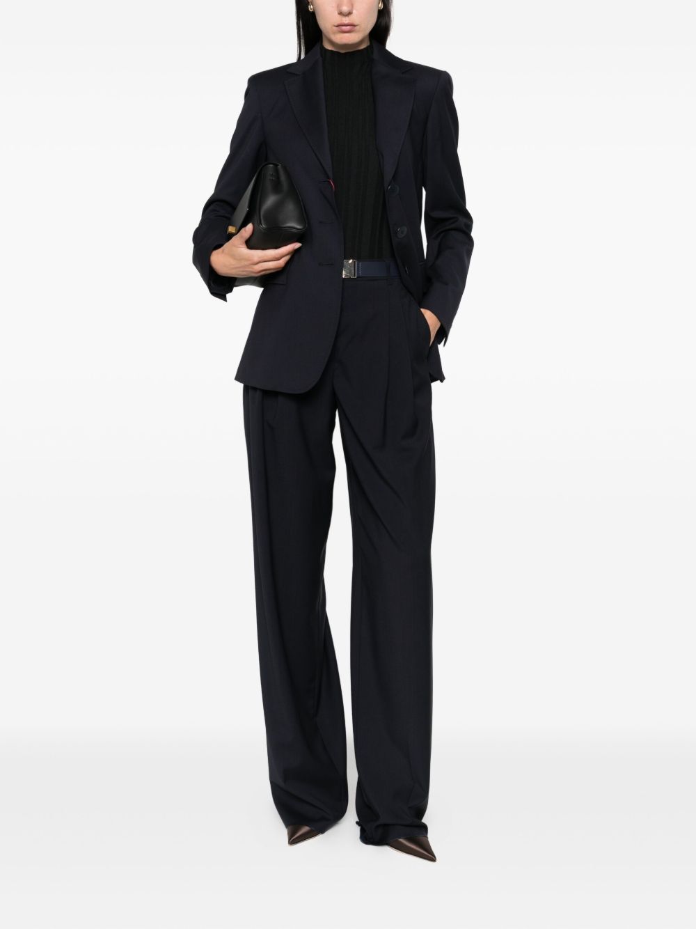 Wide-Leg Trousers With Tailored Belt And Pleats