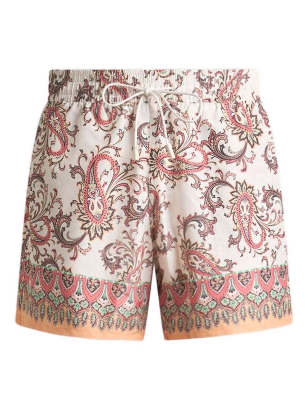 Paisley Floral Print Shorts With Adjustable Waistband