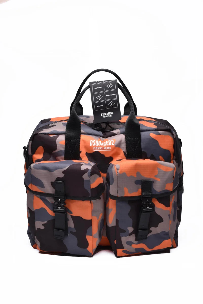Nylon Briefcase - Orange/Brown