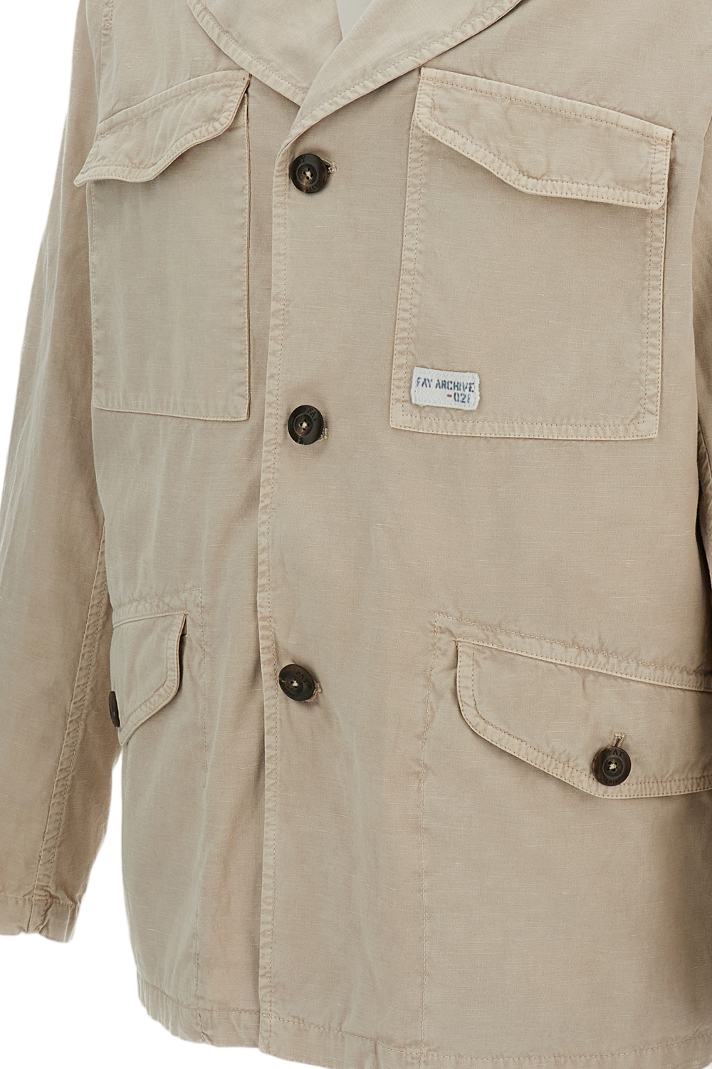 Unlined Utility Jacket in Garment-Dyed Cotton and Linen Gabardine