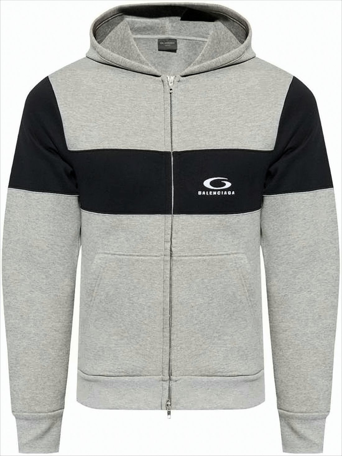 Color-Blocked Hooded Sweatshirt with Zip-Up Front