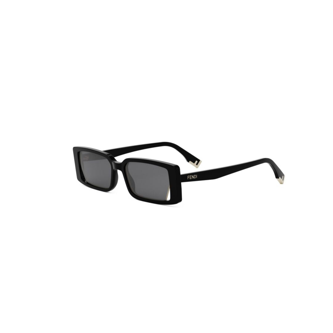 Fe40164i Rectangular Black Acetate Sunglasses
