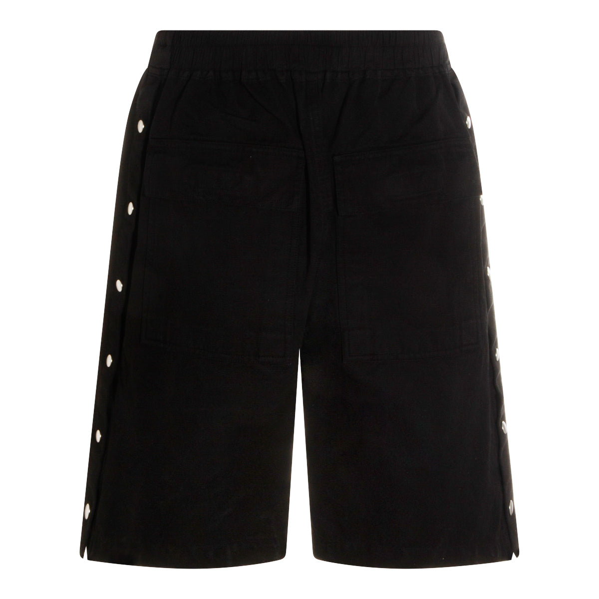 Relaxed Fit Black Shorts With Snap Button Detailing