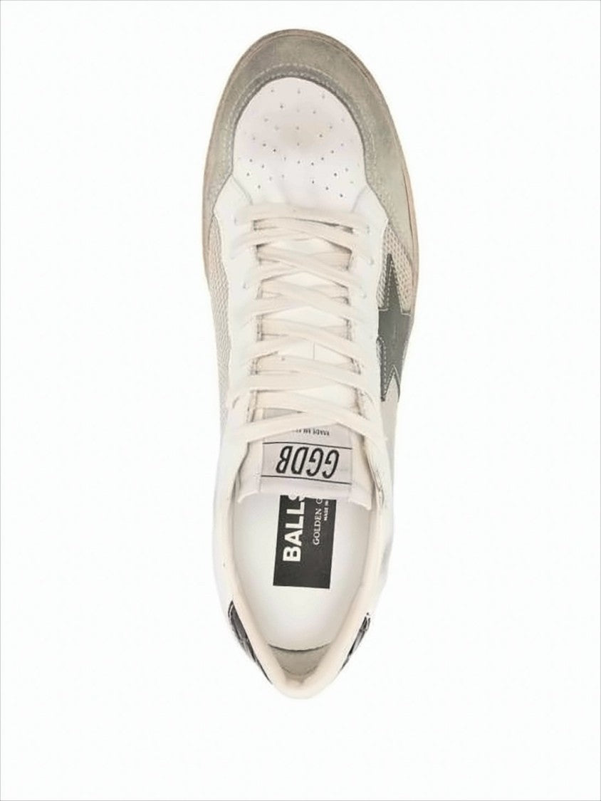 Low-Top Sneakers with Beige Suede Overlays