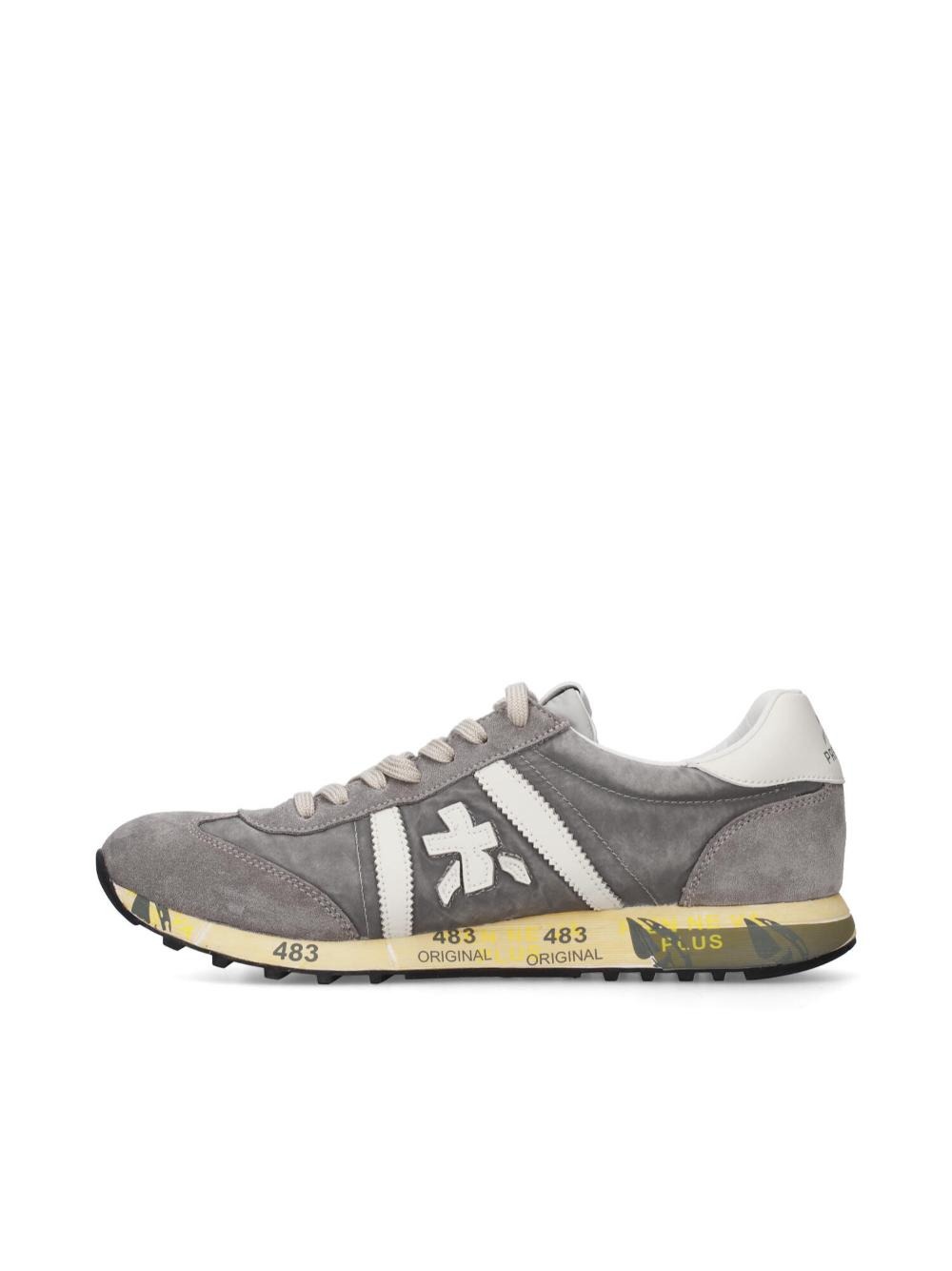 Stone Gray Nylon Suede Lace-Up Sneakers