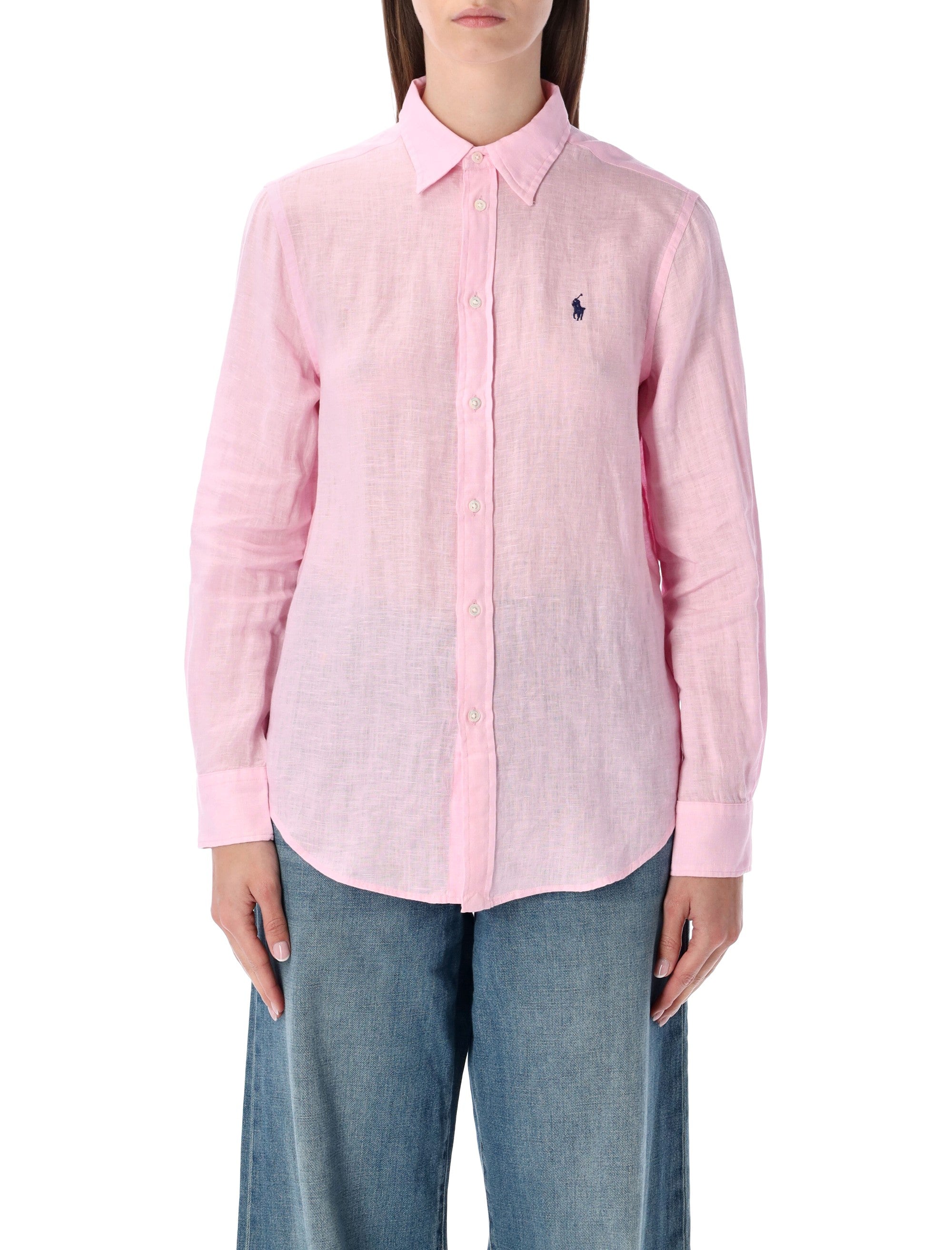 Lightweight Linen Shirt With Point Collar