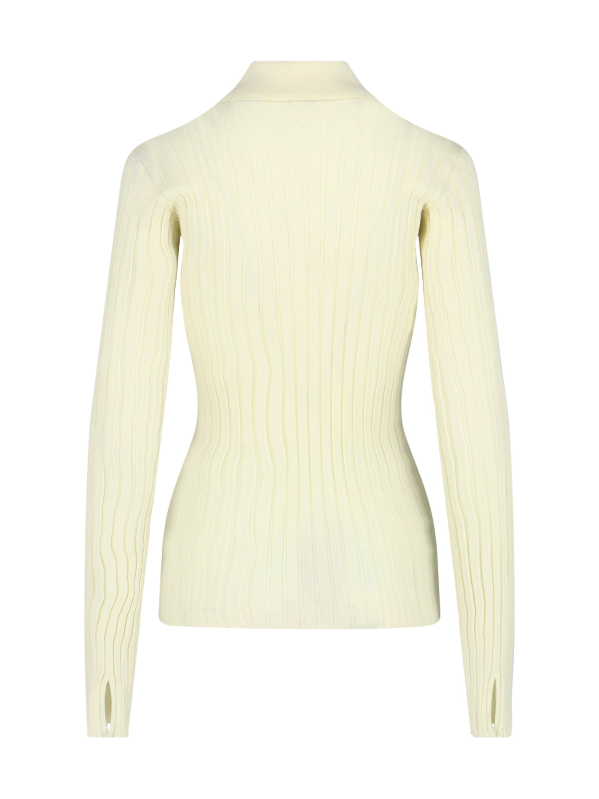 Ribbed Knit Sweater with Classic Collar