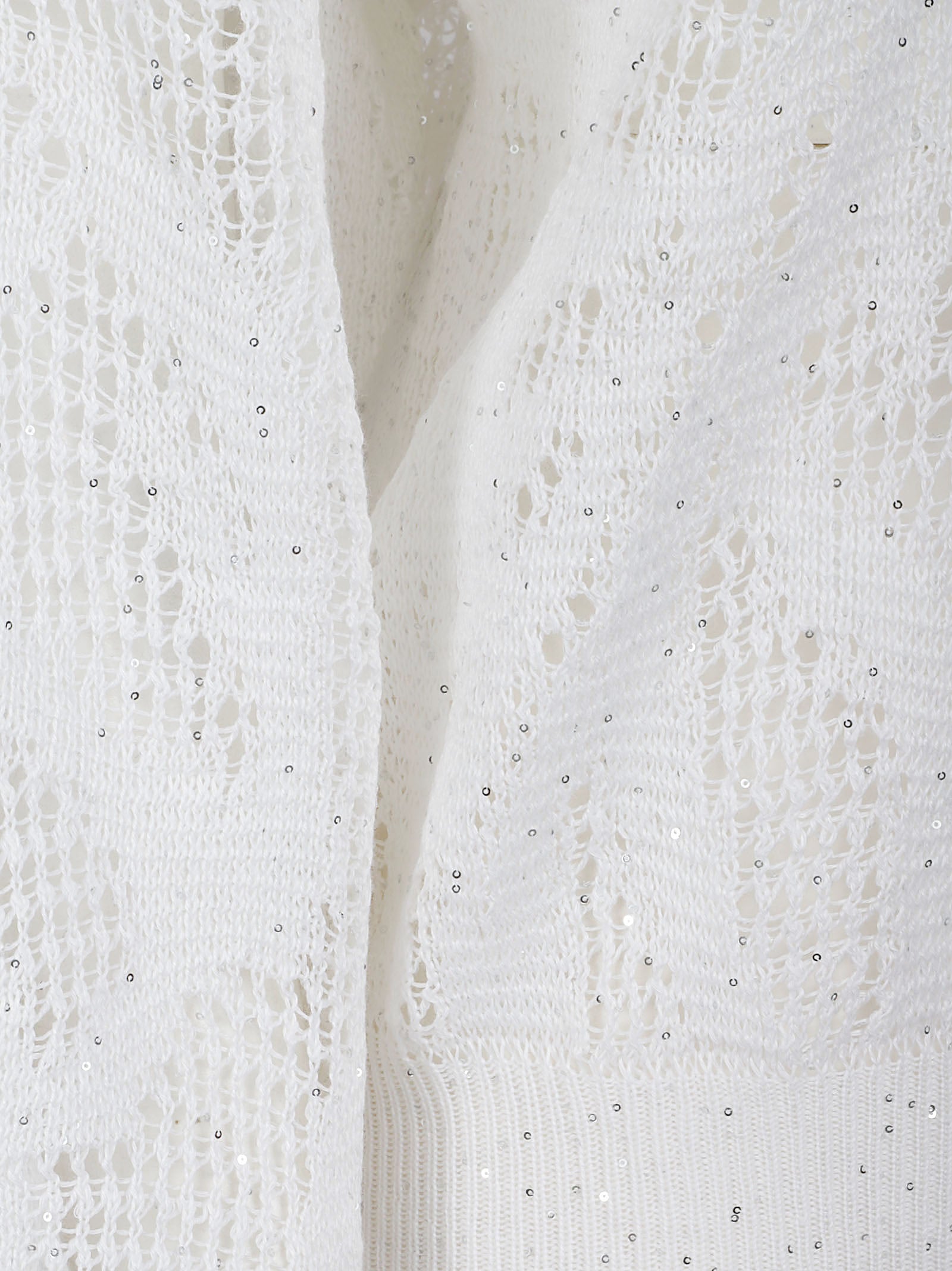 Open-Knit Linen Blend Sweater with Subtle Sequin Detail