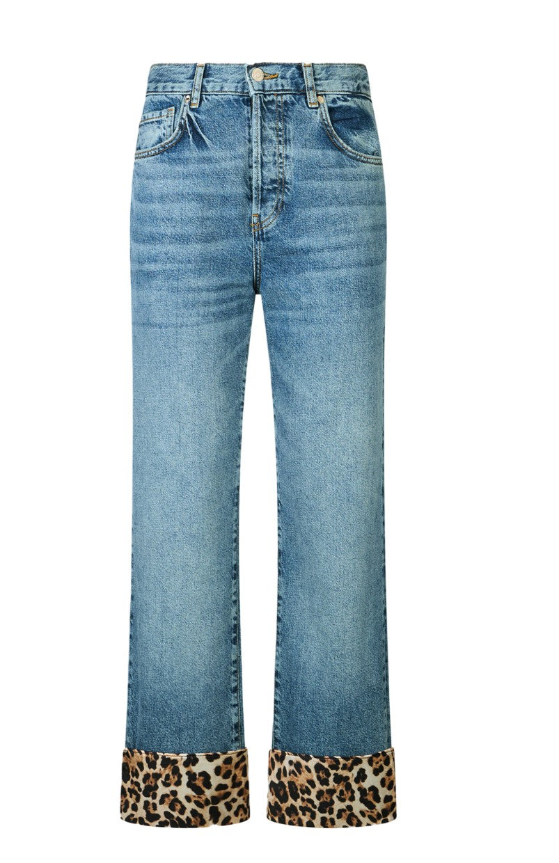 Straight-Cut Cropped Denim Jeans