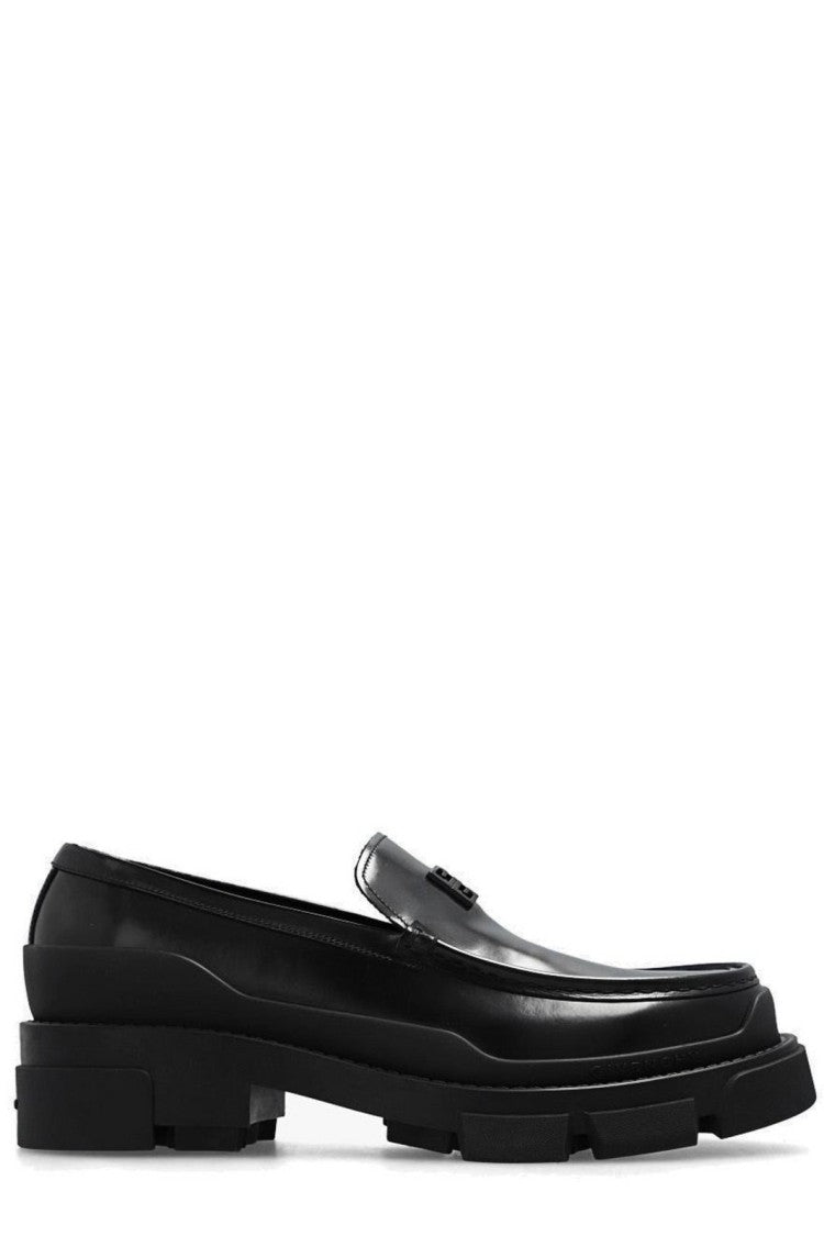 Polished Black Loafers With Chunky Rugged Sole