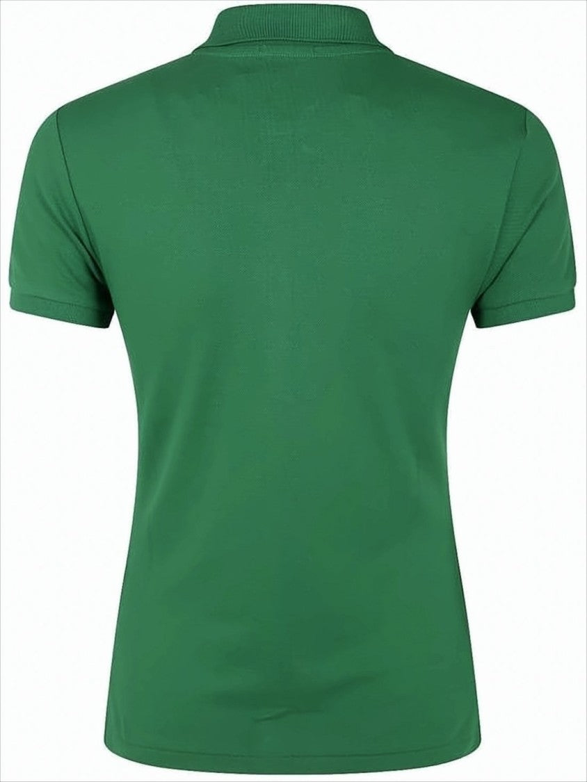 Short-Sleeved Button-Up Top With Classic Polo Collar