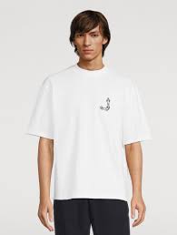 Biały T-shirt z Okrągłym Dekoltem z Abstrakcyjnym Wzorem