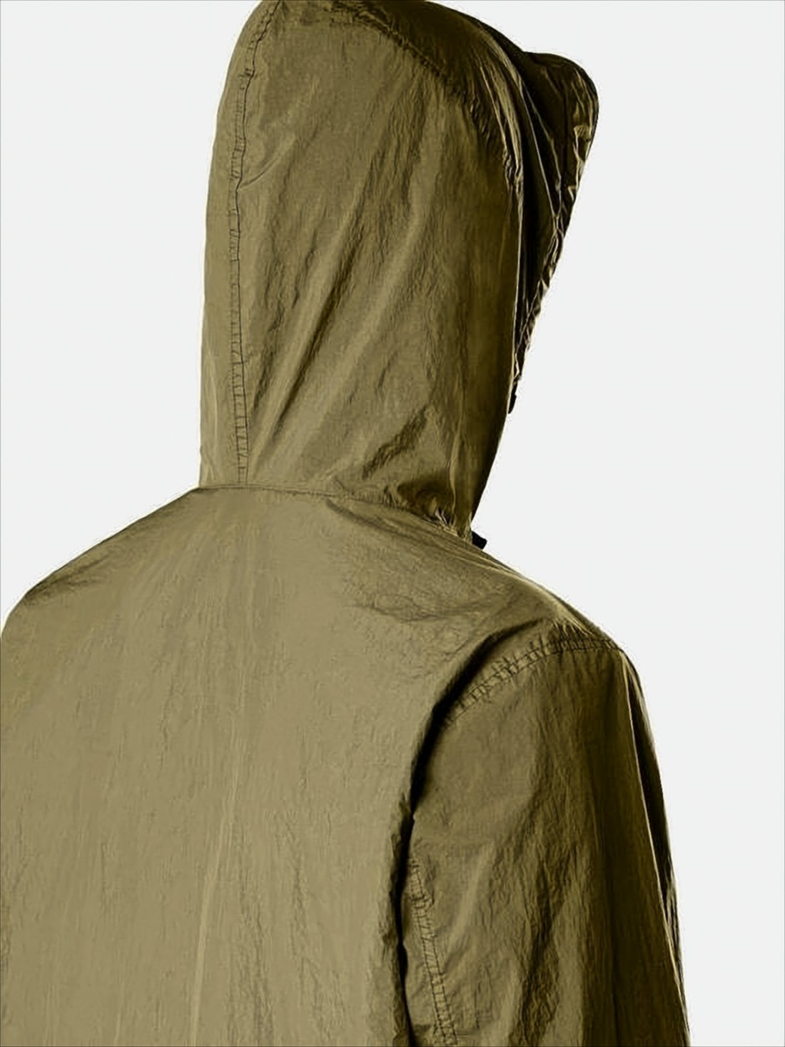 Crinkled Nylon Wind-Resistant Hooded Jacket