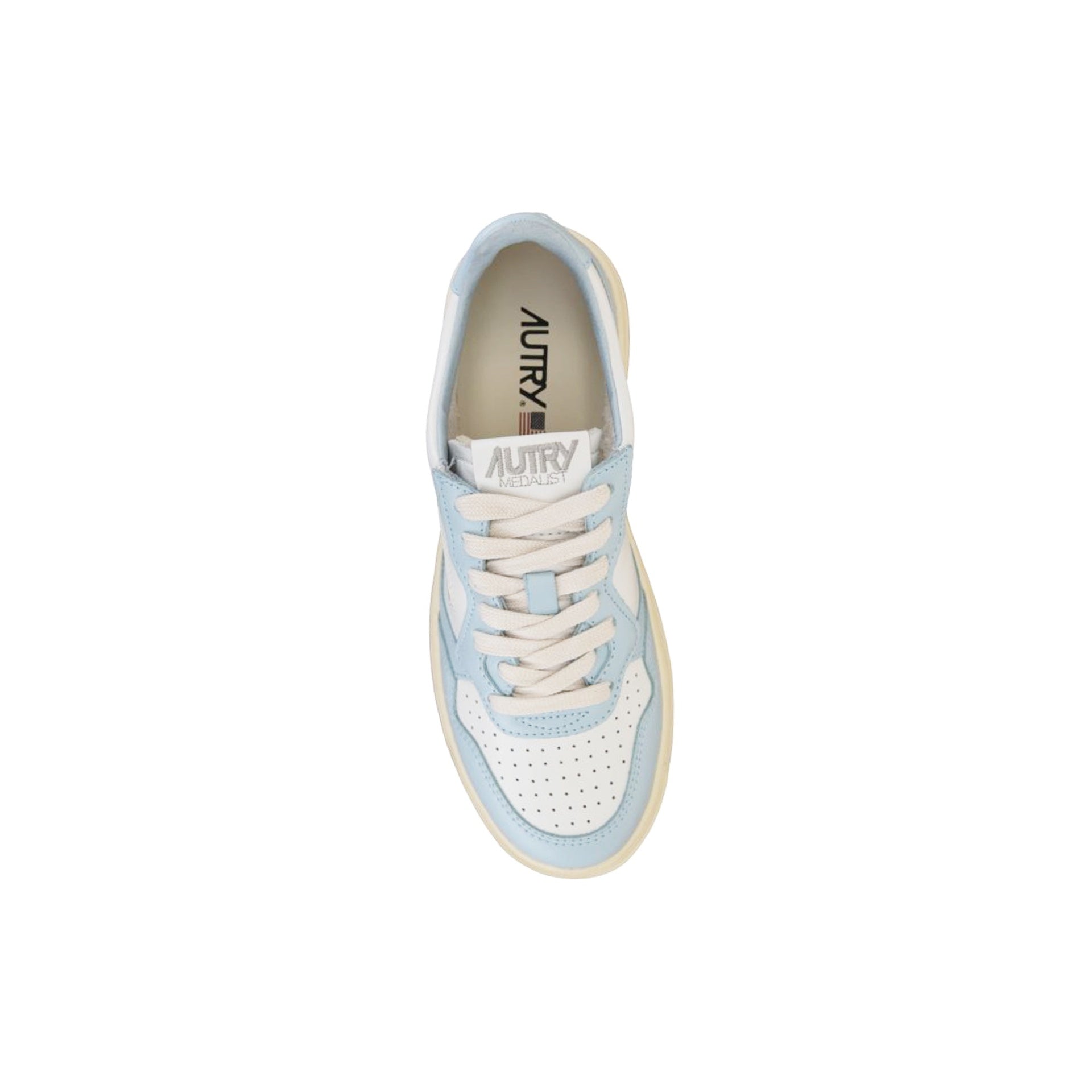 Bicolore Leather Low-Top Sneakers With Lace-Up Fastening